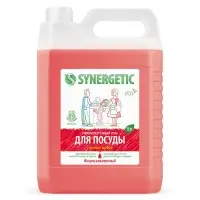 Средство для мытья посуды Synergetic, антибактериальный гель, биоразлагаемый, арбуз, 5 л