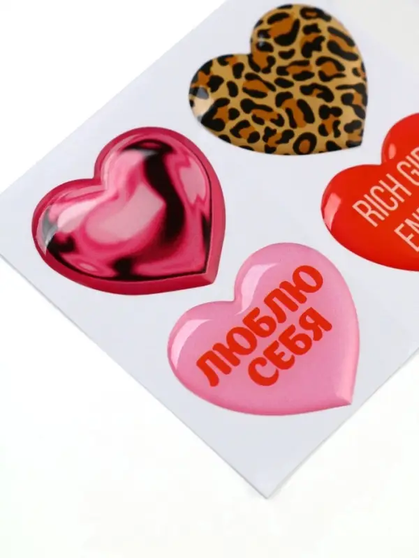 Объёмные 3D стикеры на телефон «Сердца», 4 шт., 3×3 см Объёмные 3D стикеры на телефон «Сердца», 4 шт., 3×3 см