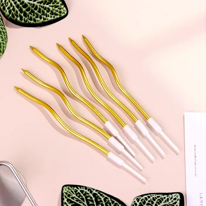 Свечи для торта «Серпантин» 6 шт., коктейльные, золото Свечи для торта «Серпантин» 6 шт., коктейльные, золото