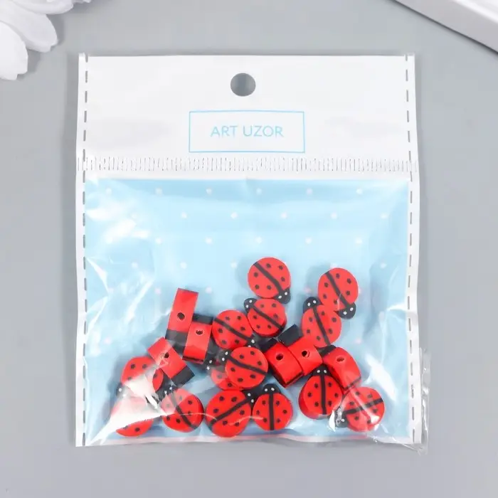 Бусины для творчества PVC "Божьи коровки" набор 20 шт 1х1х1 см