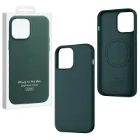 Чехол iPh 14 Pro Max Leather Case 100% ORG Forest Green (MagSafe) c LOGO