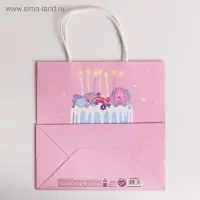 Пакет подарочный крафтовый, упаковка, &laquo;Happy Birthday&raquo;, 22&times;22&times;11 см