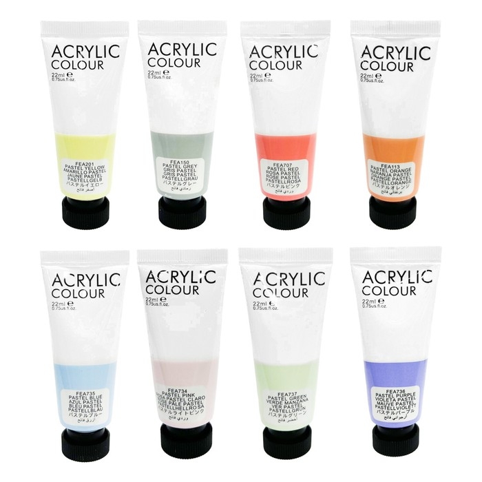 Краска акриловая в тубе, набор 8 цветов х 22 мл, BRAUBERG HOBBY, пастельные оттенки, 192406 Краска акриловая в тубе, набор 8 цветов х 22 мл, BRAUBERG HOBBY, пастельные оттенки, 192406