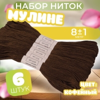 Набор ниток мулине №938, 8 ± 1 м, 6 шт, цвет кофейный