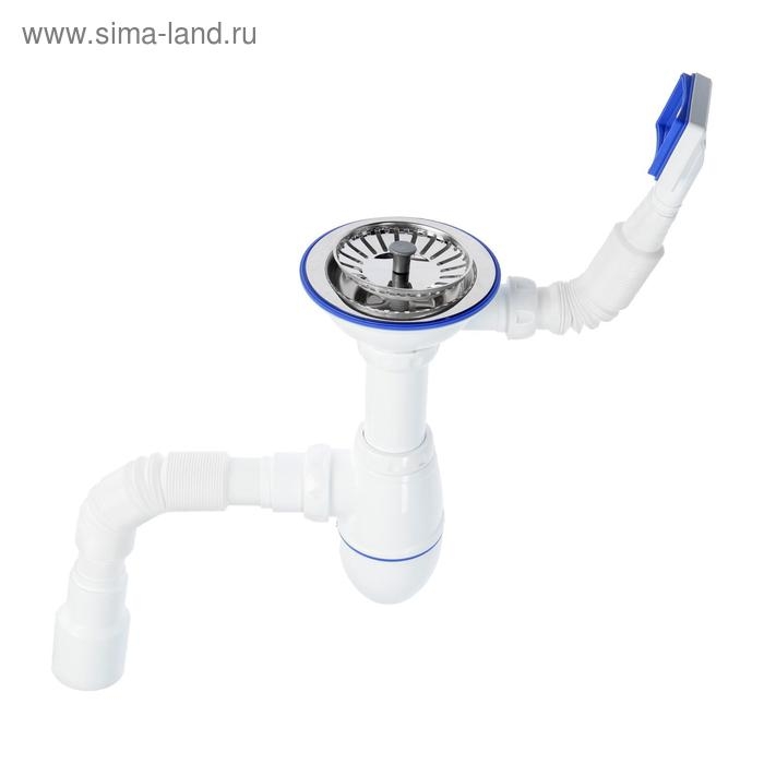 Сифон для мойки Unicorn B425P, 3 1/2 Сифон для мойки Unicorn B425P, 3 1/2"х40 мм, прямоуг.перелив, пласт.ручка, с гофрой 40/50 мм