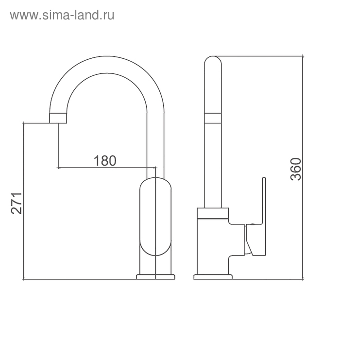 Cмеситель для кухни Accoona A4554, однорычажный, высокий, с гайкой, латунь, хром Cмеситель для кухни Accoona A4554, однорычажный, высокий, с гайкой, латунь, хром