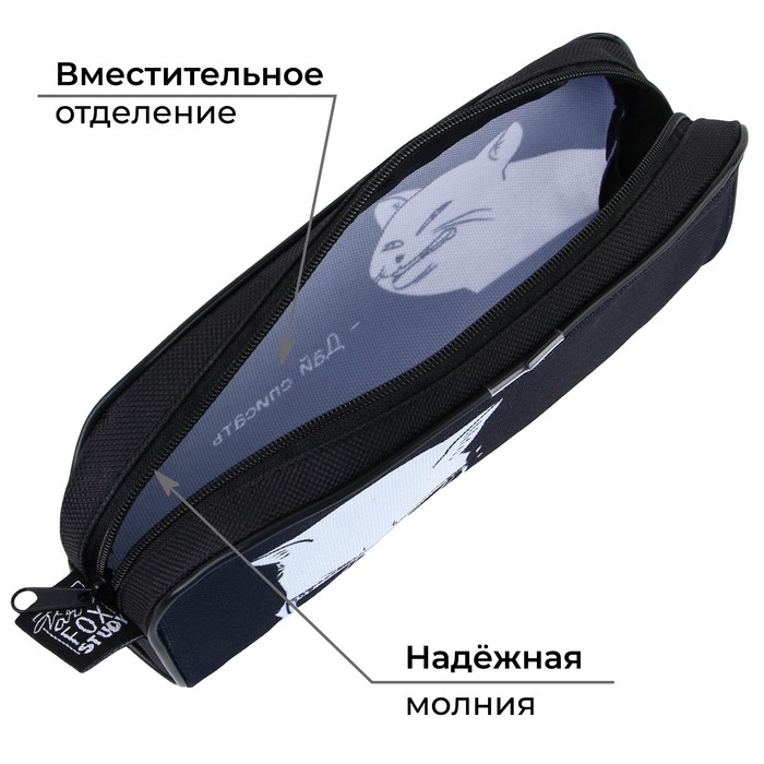 Пенал школьный текстильный «1 сентября: Дай списать» Кот, 20 х 8 х 4 см Пенал школьный текстильный «1 сентября: Дай списать» Кот, 20 х 8 х 4 см