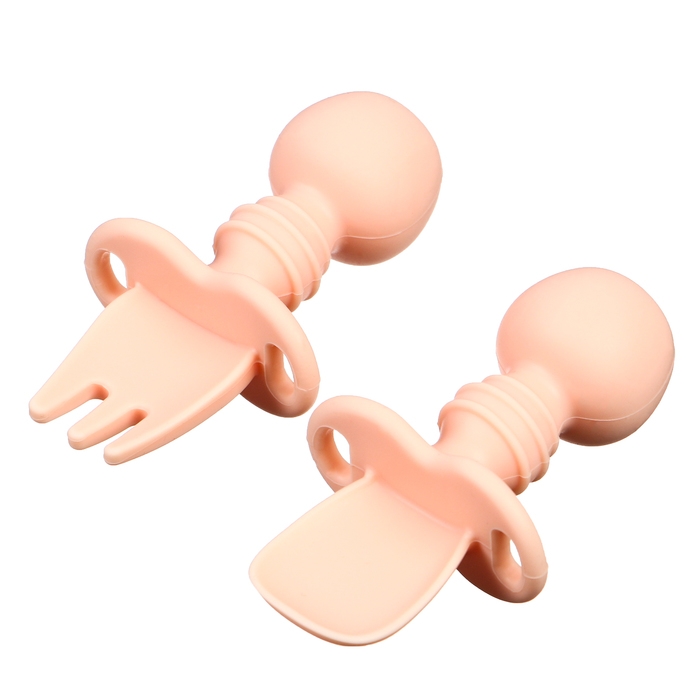 Набор детских столовых приборов, вилка, ложка, цвет нежно - розовый Набор детских столовых приборов, вилка, ложка, цвет нежно - розовый