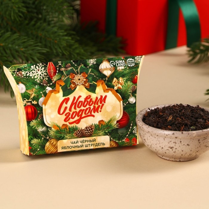 Новый год! Чай чёрный в коробке &laquo;Ёлка&raquo;, вкус: яблочный штрудель, 20 г.