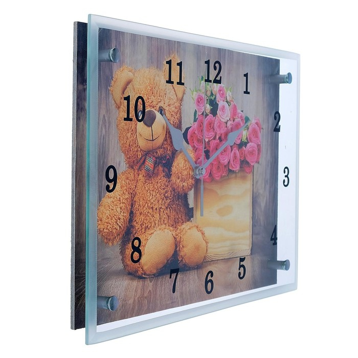 Часы-картина настенные, интерьерные Часы-картина настенные, интерьерные "Плюшевый мишка", бесшумные, 25 х 35 см
