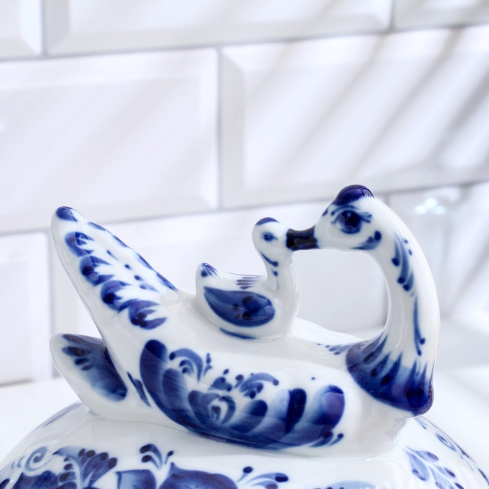 Блинница "Уточка", d-24см, h-20,5см, гжель, 1 сорт