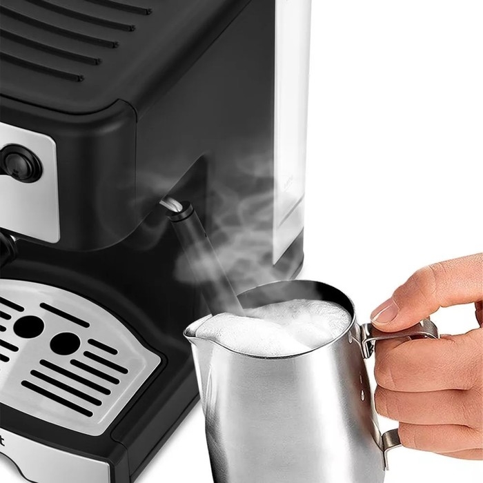 Кофеварка Kitfort КТ-7195, рожковая, 1450 Вт, 1 л, чёрно-серебристая Кофеварка Kitfort КТ-7195, рожковая, 1450 Вт, 1 л, чёрно-серебристая