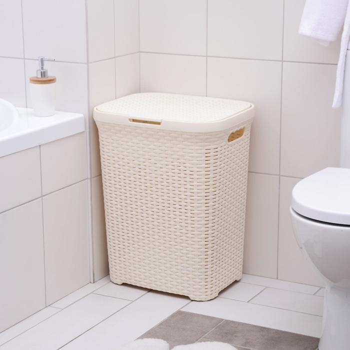 Корзина бельевая с крышкой, 60 л, 34×44×56 см, цвет слоновая кость Корзина бельевая с крышкой, 60 л, 34×44×56 см, цвет слоновая кость