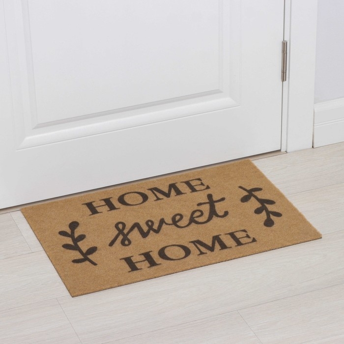 Коврик придверный влаговпитывающий Доляна Sweet Home, без окантовки, 40×60 см,цвет коричневый Коврик придверный влаговпитывающий Доляна Sweet Home, без окантовки, 40×60 см,цвет коричневый