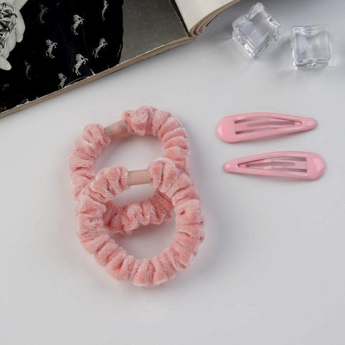Набор для волос Набор для волос "Глория нежность" (2 резинки 5,5 см, 2 невидимки 5 см) розовый