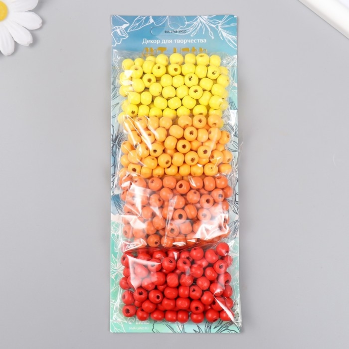 Набор бусины для творчества дерево Набор бусины для творчества дерево "Солнышко" d-0,8 см, 4 цвета х 15 гр
