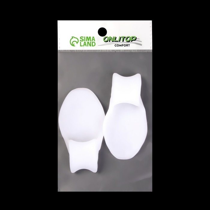 Корректоры - разделители для пальцев ног, с накладкой на косточку большого пальца, 1 разделитель, силиконовые, 8,5 × 4,5 см, пара, цвет белый Корректоры - разделители для пальцев ног, с накладкой на косточку большого пальца, 1 разделитель, силиконовые, 8,5 × 4,5 см, пара, цвет белый