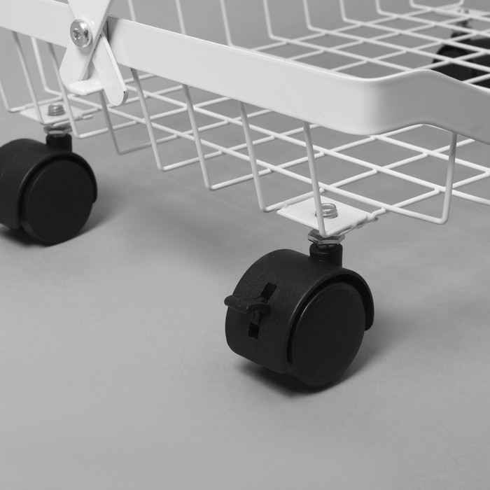 Накопитель складной на колесах, 5 полок, 35,3×27,3×94,6 см, цвет белый Накопитель складной на колесах, 5 полок, 35,3×27,3×94,6 см, цвет белый