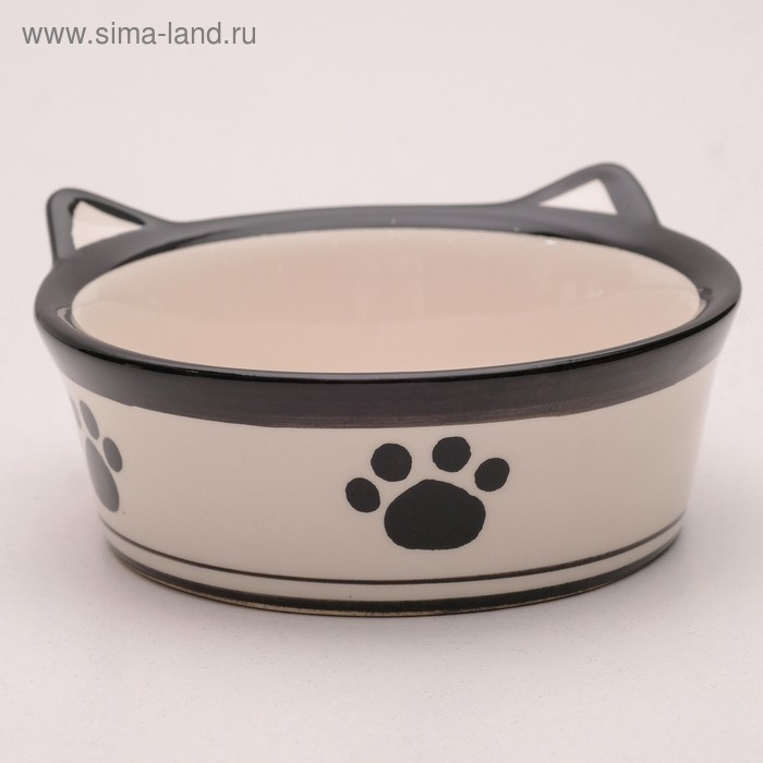 Миска керамическая  Миска керамическая "Подмигивающий кот" 200 мл  11 х 4,8 см, бело-черная,