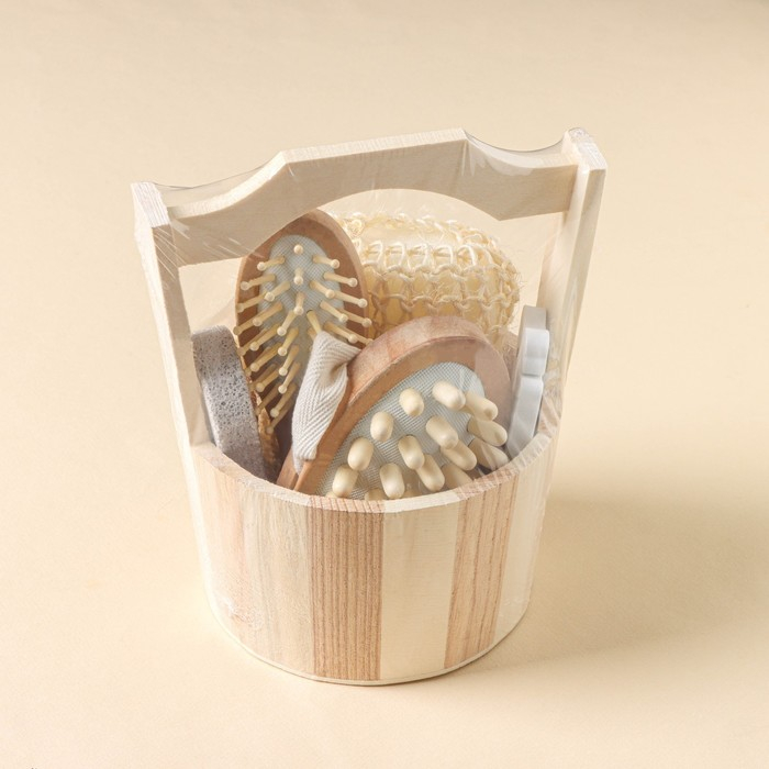 Набор банный Доляна, 5 предметов (губка, пемза, расчёска, массажёр, разделитель для пальцев) Набор банный Доляна, 5 предметов (губка, пемза, расчёска, массажёр, разделитель для пальцев)