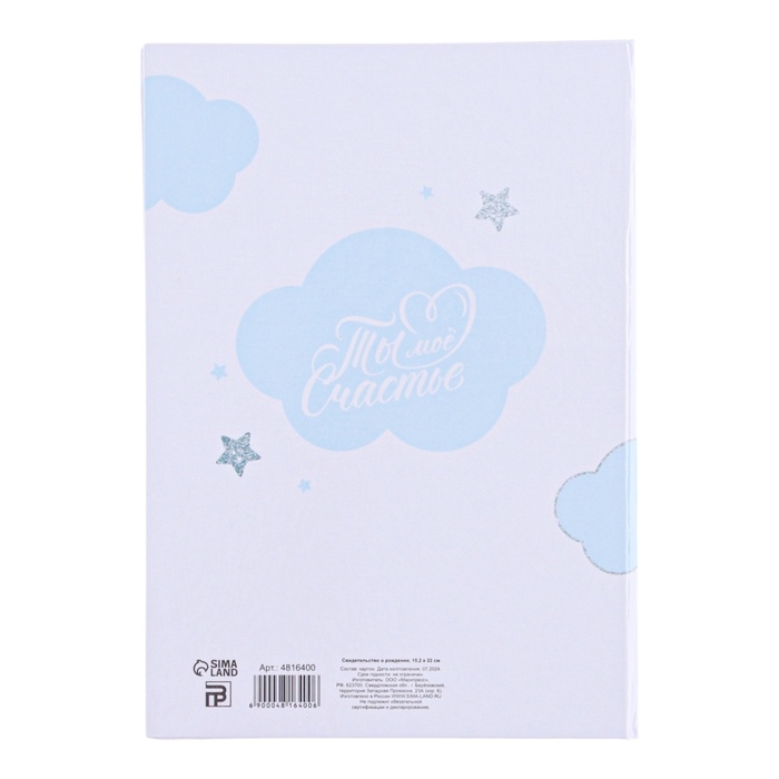 Папка для свидетельства о рождении «Малыш», А5 Папка для свидетельства о рождении «Малыш», А5