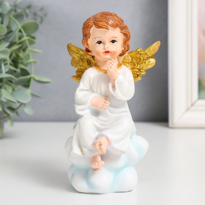 Сувенир полистоун Сувенир полистоун "Ангел в тоге на облаке, золотые крылья" МИКС 8х7х13,5 см