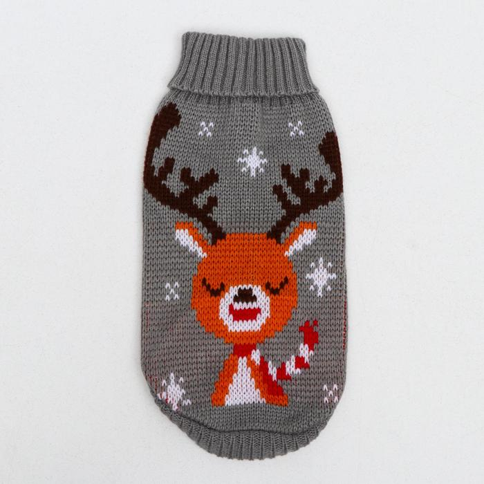 Свитер  Свитер "Олень на сером", XL (ДС 34, ОШ 34, ОГ 32-51 см)