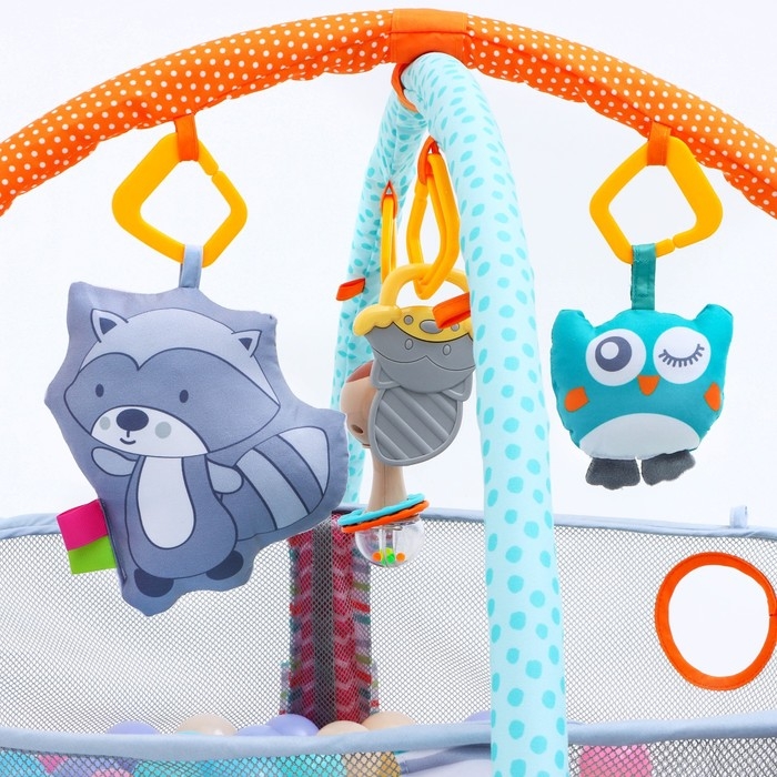 Развивающий коврик 3 в 1 «Енот», 68х68 см, 30 цветных шариков, 5 игрушек, Крошка Я Развивающий коврик 3 в 1 «Енот», 68х68 см, 30 цветных шариков, 5 игрушек, Крошка Я