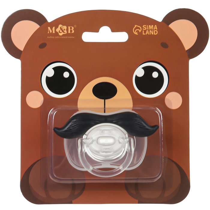 Соска - пустышка силиконовая ортодонтическая «Мишка», от 0 мес., с колпачком, цвет черный