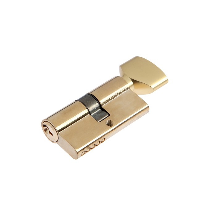 Цилиндровый механизм, 60 мм, с вертушкой, английский ключ, 5 ключей, цвет золото Цилиндровый механизм, 60 мм, с вертушкой, английский ключ, 5 ключей, цвет золото