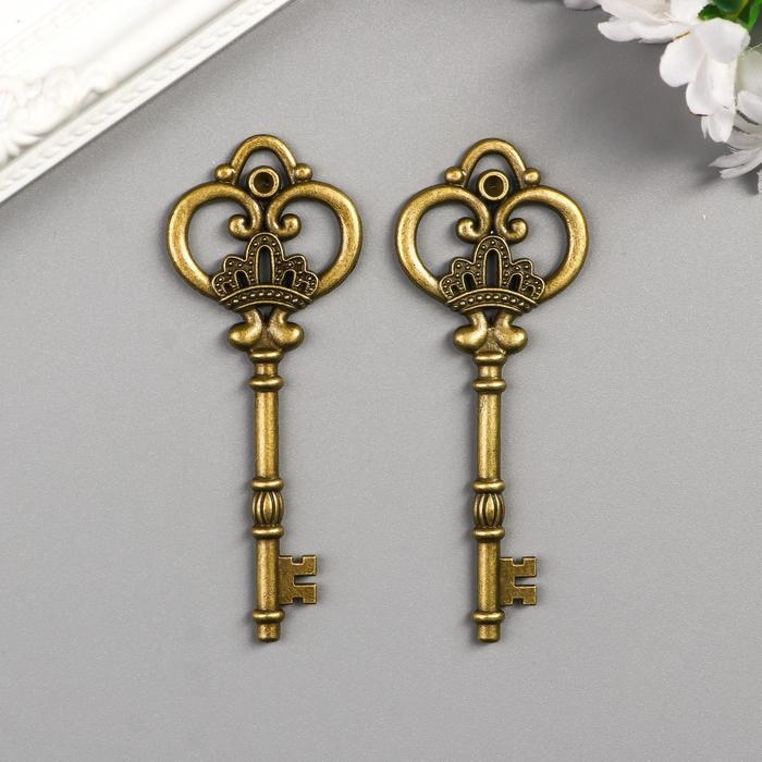 Декор металл для творчества Декор металл для творчества "Ключ с короной" под латунь (G0111) 8х3 см