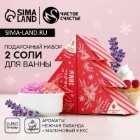 Подарочный набор косметики «Радости в Новом Году!», соль для ванны, 2 х 150 г, ЧИСТОЕ СЧАСТЬЕ