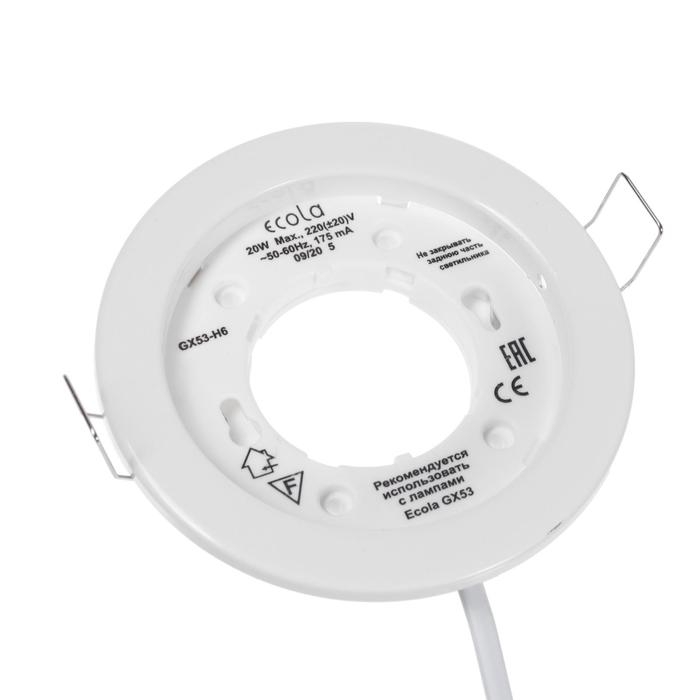 Светильник встраиваемый Ecola, GX53, 20 Вт, H6, 101x16 мм, плоский, белый Светильник встраиваемый Ecola, GX53, 20 Вт, H6, 101x16 мм, плоский, белый