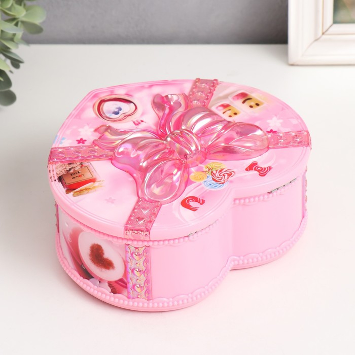 Шкатулка музыкальная механическая Шкатулка музыкальная механическая "Сердце в банте" 16х18х7,5 см МИКС