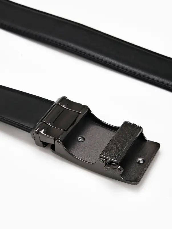 Ремень мужской, 126&times;3.5 см, натуральная кожа, пряжка автомат, чёрный