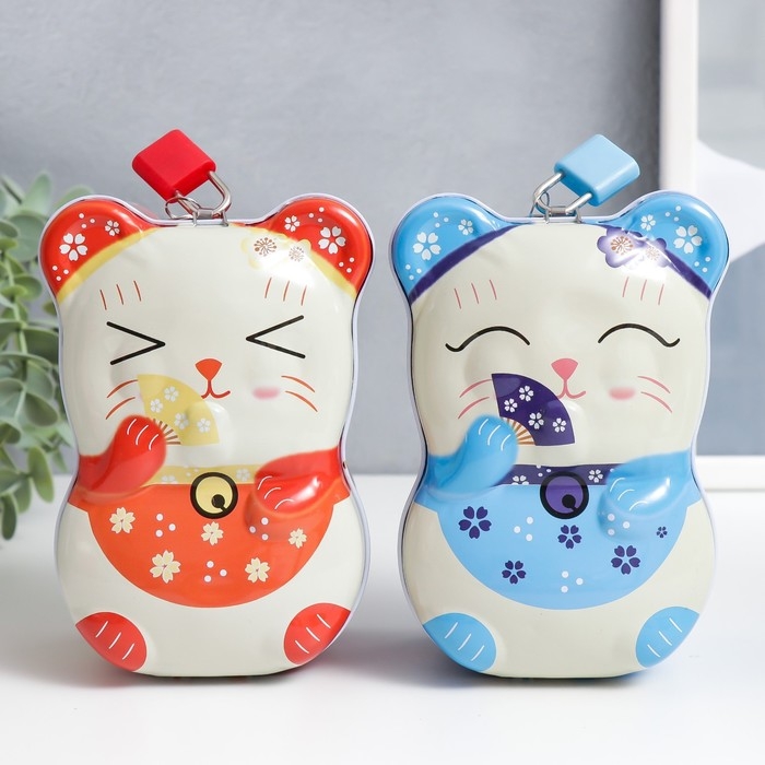 Копилка металл с замочком Копилка металл с замочком "Киска в восточном стиле" МИКС 9,5х8х14 см