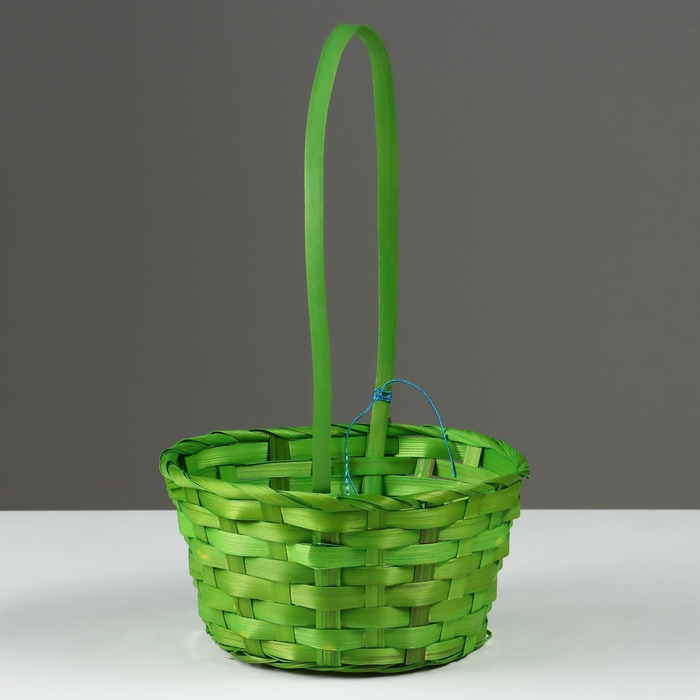 Корзина плетеная, D19 х 9 х 32 см, зеленая, бамбук Корзина плетеная, D19 х 9 х 32 см, зеленая, бамбук