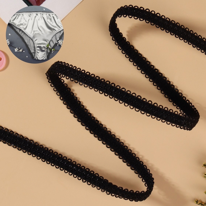 Резинка ажурная бельевая, 8 мм, 10 ± 0,5 м, цвет чёрный Резинка ажурная бельевая, 8 мм, 10 ± 0,5 м, цвет чёрный