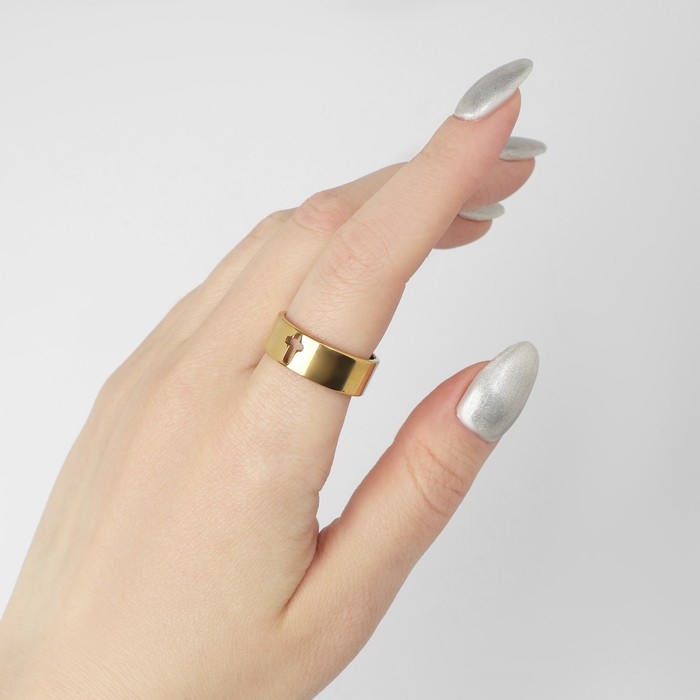 Кольцо «Крест» полость, цвет золото, безразмерное