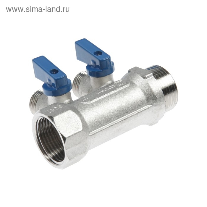 Коллектор Коллектор "СТМ", 1"х1/2", наружная резьба, 2 выхода, с шаровыми кранами, никелированный