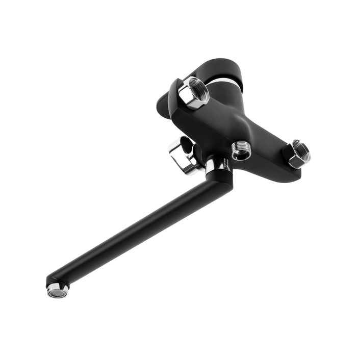 Смеситель для ванны ZEIN Z4052, излив 30 см, картридж 40 мм, с душевым набором, черный/хром Смеситель для ванны ZEIN Z4052, излив 30 см, картридж 40 мм, с душевым набором, черный/хром