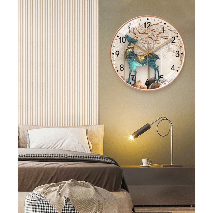 Часы настенные интерьерные Часы настенные интерьерные "Олень", бесшумные, d-30 см
