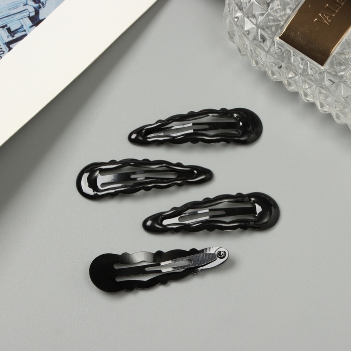 Невидимка для волос  Невидимка для волос "Энико" (набор 4 шт) классика, 5 см, чёрный