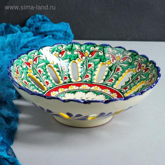 Фруктовница Риштанская Керамика  Фруктовница Риштанская Керамика "Цветы", 25 см, микс