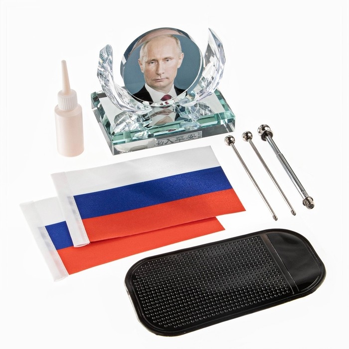 Флаг Флаг "Президент" настольный, на подставке, с двумя флажками 8 х 11 см, фото, 17 х 16.5 см