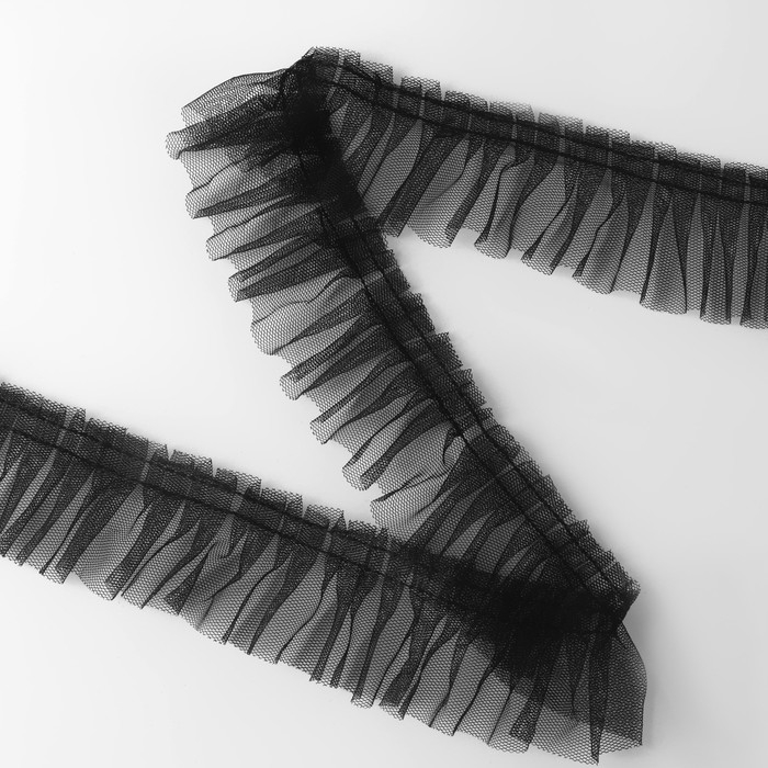 Рюш однослойный, 50 мм, 9 ± 0,5 м, цвет чёрный Рюш однослойный, 50 мм, 9 ± 0,5 м, цвет чёрный