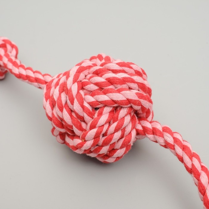 Игрушка канатная Игрушка канатная "Большой шар" (7 см) с ручками, 32 см, до 80 г, микс цветов