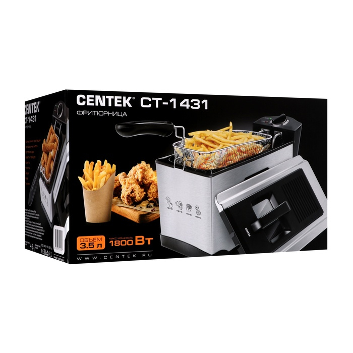 Фритюрница Centek CT-1431, 1800 Вт, 3.5 л, серебристая Фритюрница Centek CT-1431, 1800 Вт, 3.5 л, серебристая