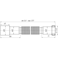 Гофросифон "АНИ Пласт" K116, 1 1/2" х 40/50 мм, удлинённый, без выпуска, L= 541-1371 мм