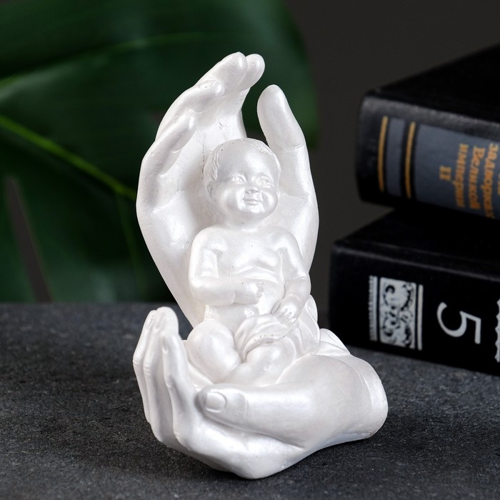 Фигура Фигура "Ангел на ручках сидит" перламутр, 10х6х4см